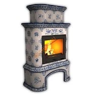 Печь-камин КимрПечь Прованс центральный двухъярусный Дельфт с дровником
