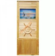 Дверь DoorWood «Штурвал со стеклом Парусник», 1850х750 мм