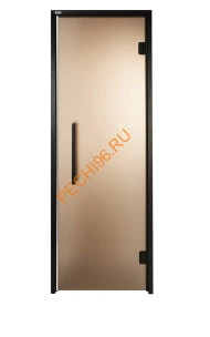 Дверь стеклянная Grandis GS 8х19-BM-S-Bl коробка алюминий Diamond Black, ручка Термоабаш