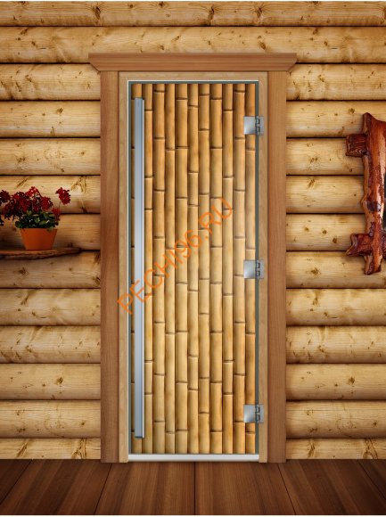 Дверь стеклянная DoorWood «Престиж», 700х1900мм, с фотопечатью «Бамбук»